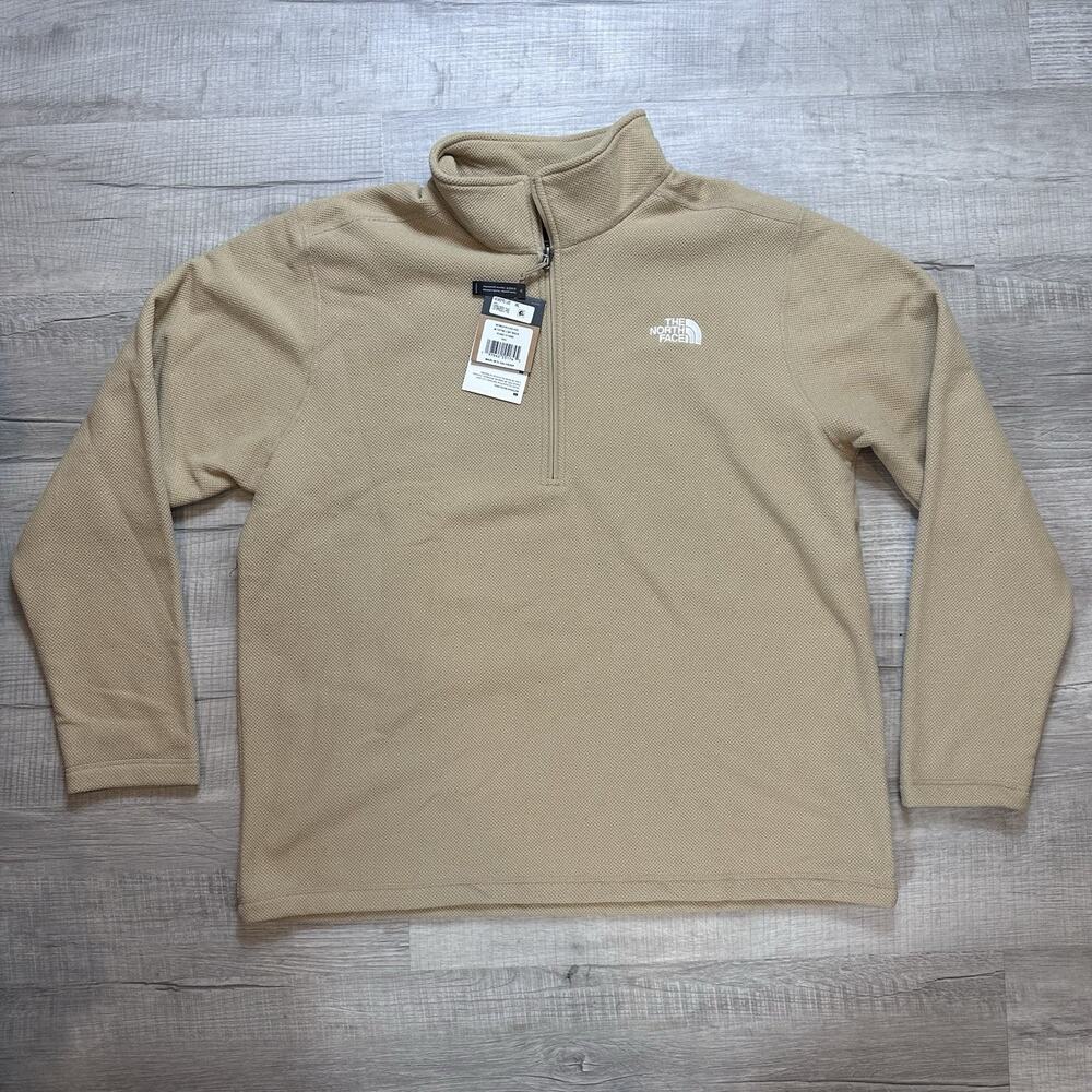 The North Face Men's 2XL Textured Cap Rock 1/4 Zip Fleece Pullover Khaki Stone